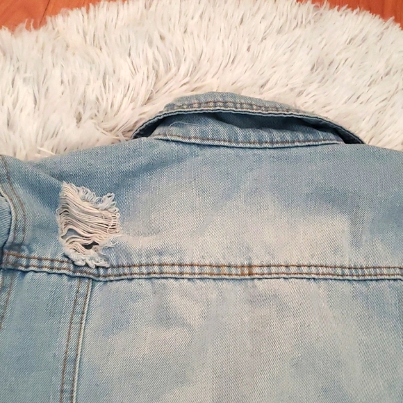 Highway Women's Jeans Distressed Denim Jacket Size Small Cute - Picture 6 of 7